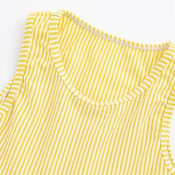 Stylish Yellow Striped Girls' Two-Piece Tankini Swimsuit