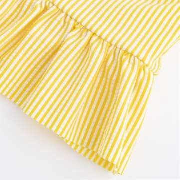 Stylish Yellow Striped Girls' Two-Piece Tankini Swimsuit