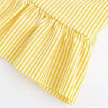 Stylish Yellow Striped Girls' Two-Piece Tankini Swimsuit