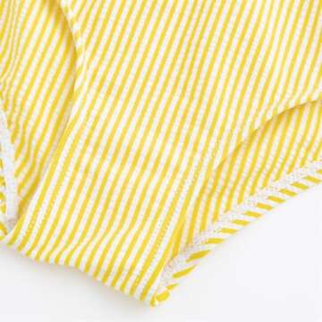 Stylish Yellow Striped Girls' Two-Piece Tankini Swimsuit