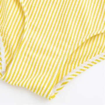 Stylish Yellow Striped Girls' Two-Piece Tankini Swimsuit