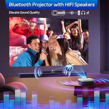 Mini Projector with WiFi and Bluetooth, 4K Decode Indoor Outdoor Use Native 1080P Video Game Projector with HIFI Speakers, 400 ANSI 300'' Cast 50% Zoom Phone Mirror for HDMI/IOS/TV Stick/PS5