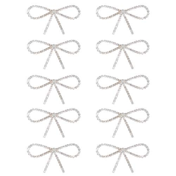 10Pcs Sliver Clear Rhinestone Crystal Bow Brooches Pins Set DIY Wedding Bouquet Broaches Kit