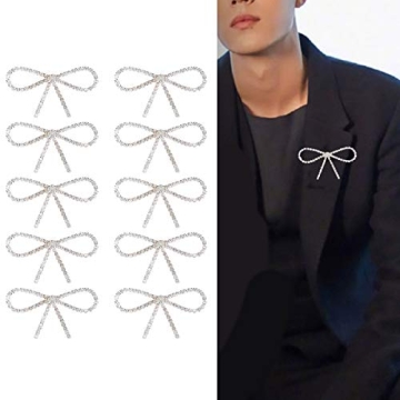 Elegant Sliver Rhinestone Bow Brooches Set for All Occasions