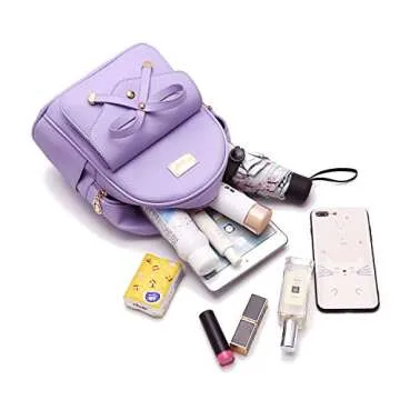 Chic IHAYNER Girls Bowknot Leather Mini Backpack