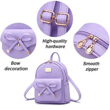 Chic IHAYNER Girls Bowknot Leather Mini Backpack