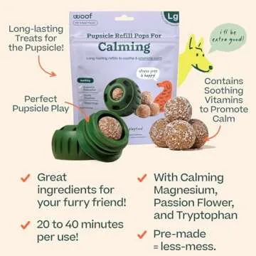 WOOF Pupsicle Refill Pops for Calming - Calming Dog Treats - Long-Lasting Refills for The Pupsicle Toy to Promote Calm - Magnesium for Dogs- Large Pops - 7 Count