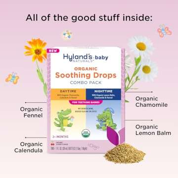 Hyland's Baby Organic Daytime and Nighttime Soothing Drops Combo Pack, Drops for Oral Discomfort, 2 oz.