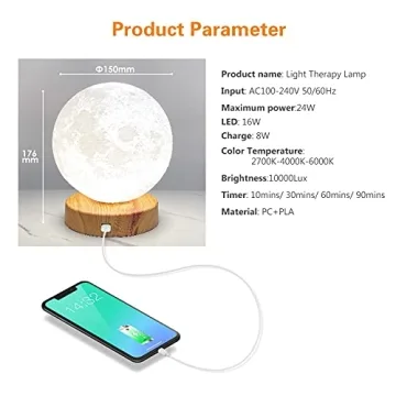Rsccleaner 10000 Lux Light Therapy Lamp with Remote Control