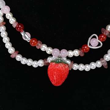 Strawberry Pearl Beaded Necklace For Woman Layered crystal Choker Necklace Jewelry