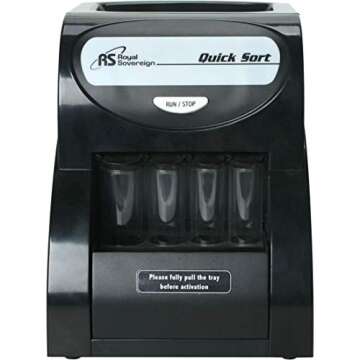 Royal Sovereign Electric Coin Sorter, Patented Anti-Jam Technology, 1 Row of Coin Counting (QS-1AC),...