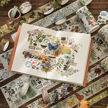 24 Rolls Vintage Washi Tape Set for Scrapbooking and Journaling