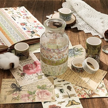 24 Rolls Vintage Washi Tape Set for Scrapbooking and Journaling