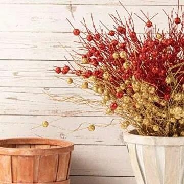 KI Store Gold Christmas Tree Picks Sprays Set of 20 Glittered Twigs Decor for Christmas Tree Decoration Wreath Garland Floral Arrangement