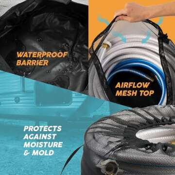 RV Hose Storage Bags - Set of 3 | RV Essentials Must Haves for 2024 for Outside | USA Brand | Store Hoses for Sewer, Water with Caddy | Camper Accessories to Organize Motorhome and Travel Trailer