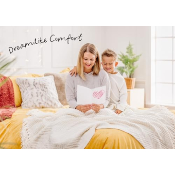 Chanasya Premium Textured Knit Throw Blanket with Tassels - Soft, Cozy Blanket for Couch, Bed, Living Room - 50" x 65” - Cream