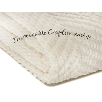 Chanasya Premium Textured Knit Throw Blanket with Tassels - Soft, Cozy Blanket for Couch, Bed, Living Room - 50" x 65” - Cream