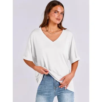 Shop ANRABESS Women's Oversized V Neck T Shirts Now!