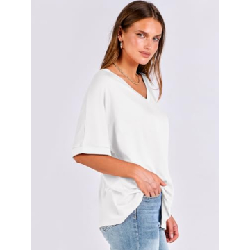 Shop ANRABESS Women's Oversized V Neck T Shirts Now!