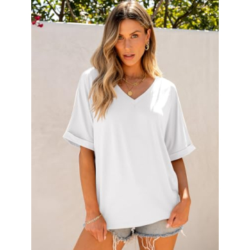 Shop ANRABESS Women's Oversized V Neck T Shirts Now!
