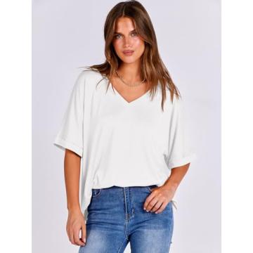 Shop ANRABESS Women's Oversized V Neck T Shirts Now!