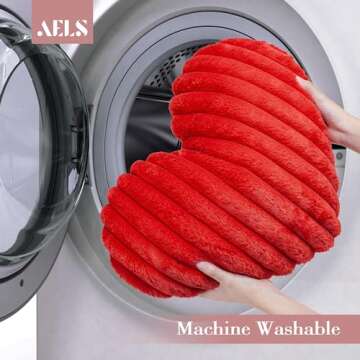 AELS Heart Shaped Pillow, Set of 2, Heart Decorative Throw Pillows, Faux Fur Love Pillows 20 & 16 Inches, Cute Valentines Day Decorations, Wedding Decor, Living Room Bedroom Nursery Decor, Red