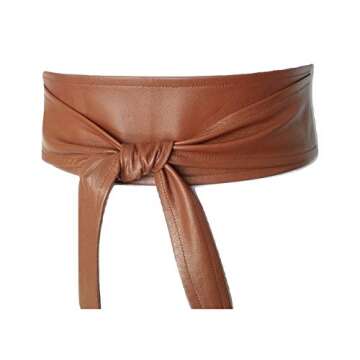 Leather Wrap Belt Obi belt for Women Genuine leather Wide Cincher Belt Waist Band 3 inches Handmade ...