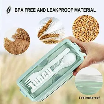 Iteryn Stackable Bento Box with Lunch Bag, 3 Compartment Japanese Lunch Containers, Wheat Straw, All-in-1 Bento Lunch Box Kit for Adult Meal Prep Lunch Snack