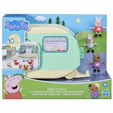 Peppa Pig Caravan Playset for Girls and Boys, 3 Figures, 6 Accessories, Preschool Toys, Kids Gifts, ...