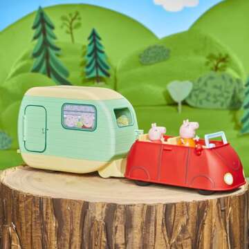 Peppa Pig Caravan Playset for Girls and Boys, 3 Figures, 6 Accessories, Preschool Toys, Kids Gifts, Ages 3+
