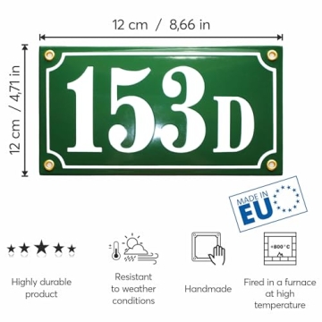 Personalized Enamel House Number Plaque for All Homes