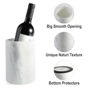 BCS Marble Wine Bottle Chiller - Versatile Wine Chillers for Bottles - Applicable to Kitchen Utensil Holder/Makeup Brush Holder/Pen Holder for desk That Also Serves as Lamp Shade