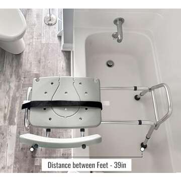 DMI Tub Transfer Bench and Shower Chair with Non Slip Aluminum Body, FSA Eligible, Adjustable Seat Height and Cut Out Access, Holds Weight up to 400 Lbs, Bath and Shower Safety, Transfer Bench