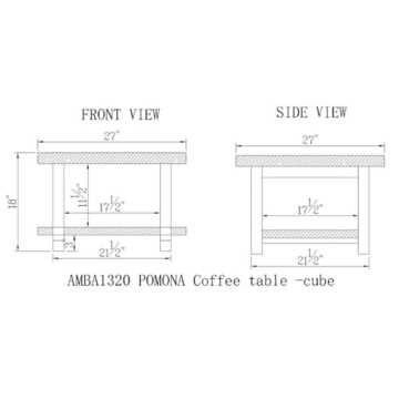Sonoma Rustic Cube Coffee Table - Solid Pine and Metal
