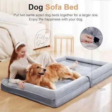 Large Dog Bed Orthopedic Washable: Beds Bolster XL Bed Large Big Dogs Memory Foam Couch Sofa Waterproof with Removable Cover