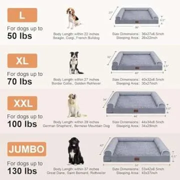 Large Dog Bed Orthopedic Washable: Beds Bolster XL Bed Large Big Dogs Memory Foam Couch Sofa Waterproof with Removable Cover