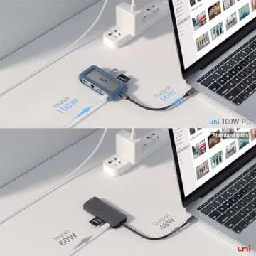 uni USB C Hub Multiport Adapter with Detachable Cable, 8-in-1 USB C Hub with 4K HDMI, 1Gbps Ethernet, SD Card Reader, 100W PD, Compatible for MacBook Pro 2023, iPad Pro 2023, Galaxy S24/S23 & More