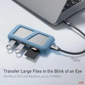 uni USB C Hub Multiport Adapter with Detachable Cable, 8-in-1 USB C Hub with 4K HDMI, 1Gbps Ethernet, SD Card Reader, 100W PD, Compatible for MacBook Pro 2023, iPad Pro 2023, Galaxy S24/S23 & More