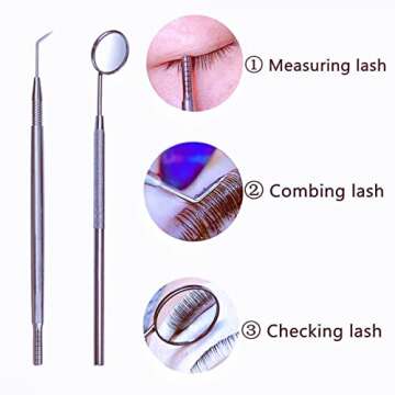 Libeauty Metal Lash Lift Tool with Eyelash Mirror Reusable Lash Curling Tool Stick, Eyelash Extensio...