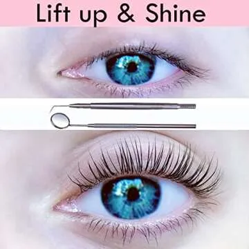 Libeauty Metal Lash Lift Tool with Eyelash Mirror Reusable Lash Curling Tool Stick, Eyelash Extensions Supplies Lash Separator Tool with Length Marker Attaches & Combs Lash (Metal Lash Lift Tool)