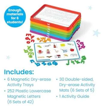 hand2mind Alphabet Word Work Small Group Set, Lowercase Magnetic Letters, Magnetic Letter Trays, Pho...