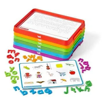 hand2mind Alphabet Word Work Small Group Set, Lowercase Magnetic Letters, Magnetic Letter Trays, Phonics Manipulatives, Phonemic Awareness Activities, Science of Reading Classroom Materials (Set of 6)