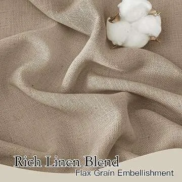 RYB HOME Linen Sheer Curtains for Living Room, Boho Classic Linen Blend Elegant Light Filtering Priv...