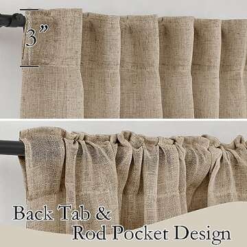 RYB HOME Linen Sheer Curtains for Living Room, Boho Classic Linen Blend Elegant Light Filtering Privacy Protected Panels Ceiling Curtains for Bedroom Gym Room, Khaki, 52" W x 108" L, 2 Panels
