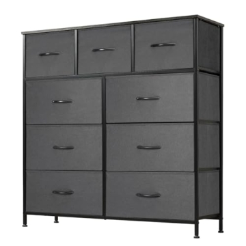 DUMOS Dresser for Bedroom and Nursery - 9 Drawers, Fabric Storage, Stylish Organizing Solution