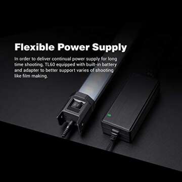 Godox TL60 Full-Color RGB Tube Light, CRI 96 TLCI 98 Accurate Color, 2700k-6500K Adjustable, 39 Light Effects, Supports APP/Remote/DMX Control, App Supports Color Gel Mode and Color Picker