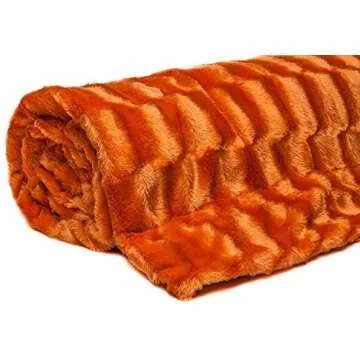 Chanasya Premium Embossed Faux Fur Throw Blanket - Super Soft, Lightweight Minky Blanket - 50" x 65” - Orange