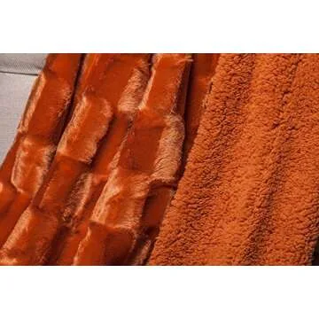 Chanasya Premium Embossed Faux Fur Throw Blanket - Super Soft, Lightweight Minky Blanket - 50" x 65” - Orange