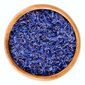 Pure Blue Cornflower Petals - 100% Natural Centaurea cyanus - Dried, Grown in Germany Herbal Cornflower Flowers for Cupcakes, Lattes, Tea Blends, Bath Products, Gifts, Crafts