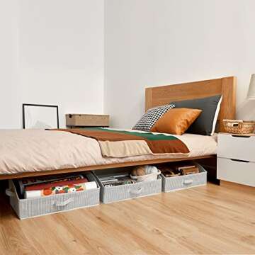 GRANNY SAYS Closet Storage Bins, Storage Baskets for Shelves, Closet Organizers and Storage Boxes, Decorative Storage Containers for Organizing Camper Shelving, White/Black, 3-Pack